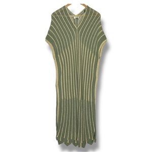 Floris Made in Italy Knit Coverup Dress M/L Green Gold Striped